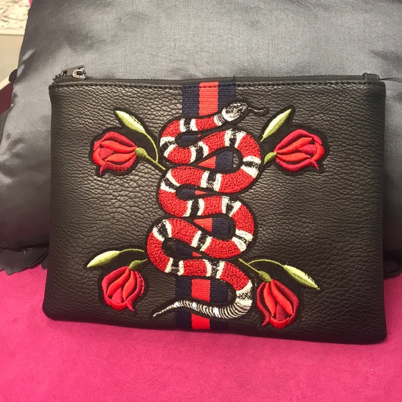 Sondra Roberts Handbags - Embroidered Snake Motif Clutch/CrossBody, NWT-Boutique